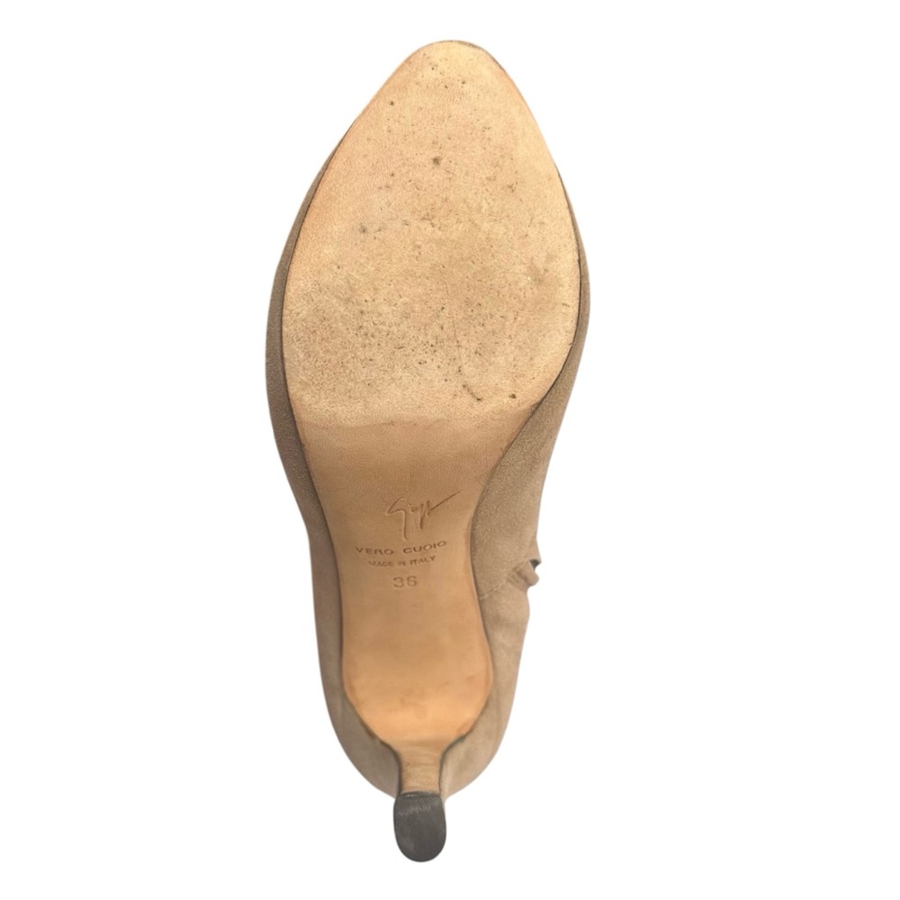 Giuseppe Zanotti Cindy Suede Leather Ankle Bootie Beige Taupe Stiletto Heel US 6 - Picture 8 of 17